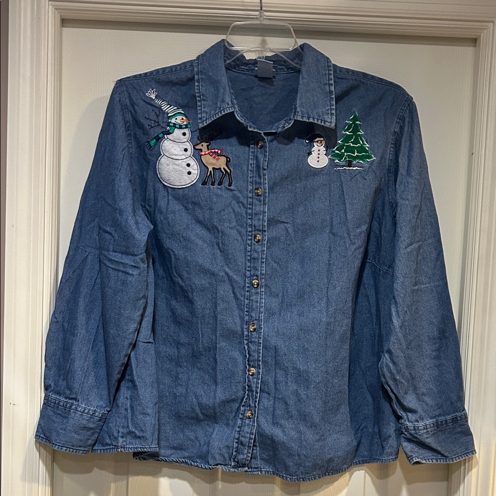 Vintage Holiday Editions Blue Denim Top
